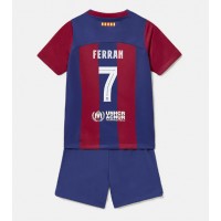 Dres Barcelona Ferran Torres #7 Domáci pre deti 2023-24 Krátky Rukáv (+ trenírky)